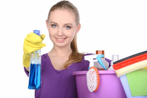 Professional cleaner preparing a service booking
